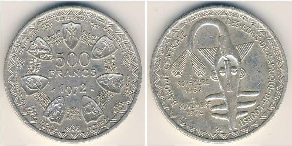 500 Franc 非洲联盟 銀 