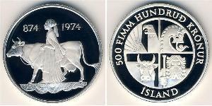 500 Krone Island Silber 