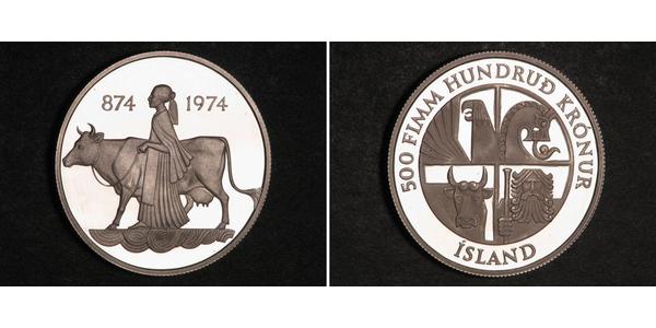 500 Krone Island Silber 