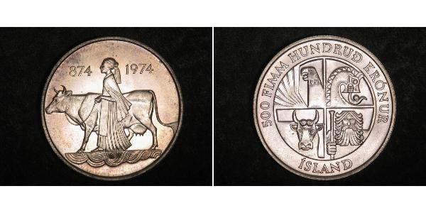 500 Krone Island Silber 