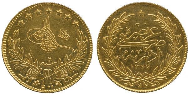 500 Kurush Osmanisches Reich (1299-1923) Gold Abdülhamid II (1842 - 1918)