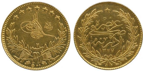 500 Kurush Impero ottomano (1299-1923) Oro Abdul-Hamid II (1842 - 1918)