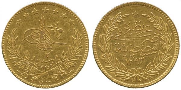 500 Kurush 奥斯曼帝国 (1299 - 1923) 金 阿卜杜勒-哈米德二世 (1842 - 1918)