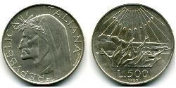 500 Lira Italie Argent Dante Alighieri