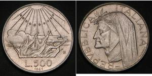 500 Lira Italia Argento Dante Alighieri