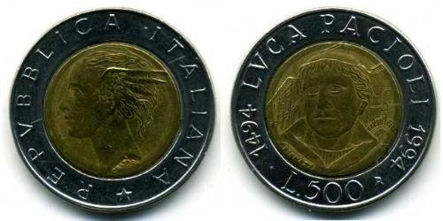 500 Lira Italy Bimetal 