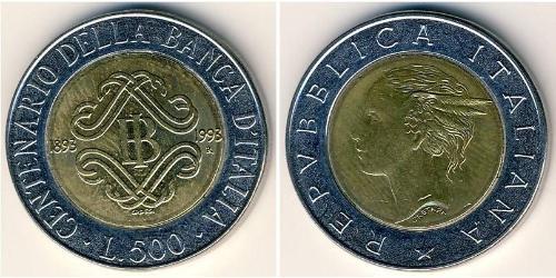 500 Lira Italien Bimetall 