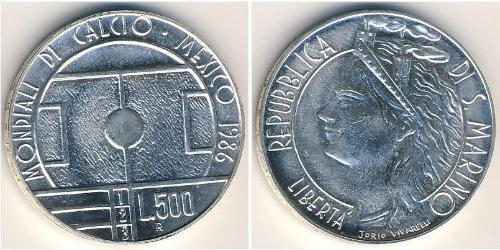500 Lira San Marino Plata 