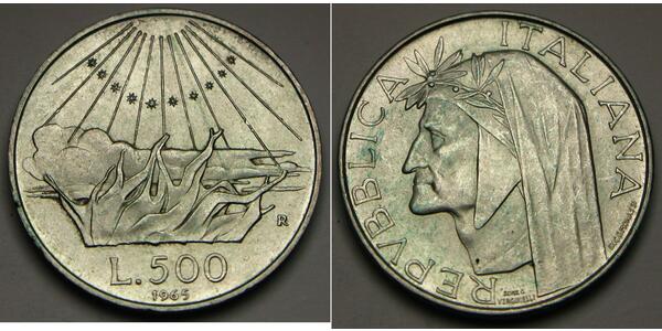 500 Lira Italy Silver Dante Alighieri