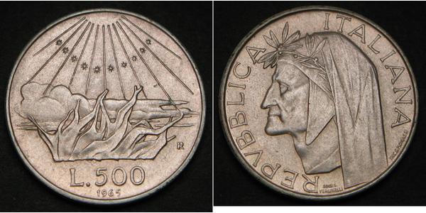 500 Lira Italy Silver Dante Alighieri