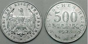 500 Mark Repubblica di Weimar (1918-1933) Alluminio 