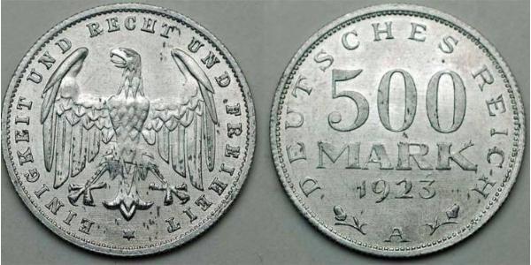 500 Mark Repubblica di Weimar (1918-1933) Alluminio 