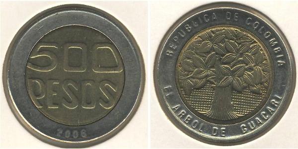 500 Peso Republique de Colombie (1886 - ) Bilame 