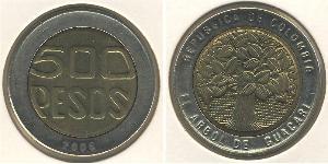 500 Peso Republic of Colombia (1886 - ) Bimetal 