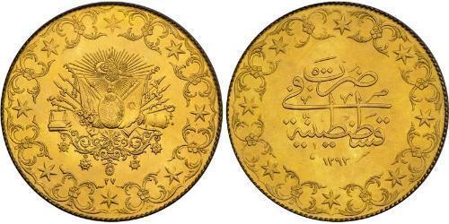 500 Piastre 奥斯曼帝国 (1299 - 1923) 金 阿卜杜勒-哈米德二世 (1842 - 1918)