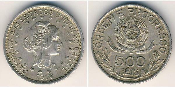 500 Reis Brésil Argent 