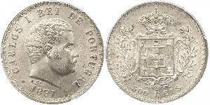 500 Reis Royaume de Portugal (1139-1910) Argent Charles I de Portugal (1863-1908)