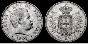 500 Reis Royaume de Portugal (1139-1910) Argent Charles I de Portugal (1863-1908)