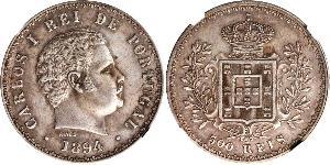 500 Reis Royaume de Portugal (1139-1910) Argent Charles I de Portugal (1863-1908)