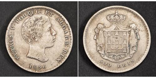 500 Reis Royaume de Portugal (1139-1910) Argent Peter V of Portugal (1837-1861)
