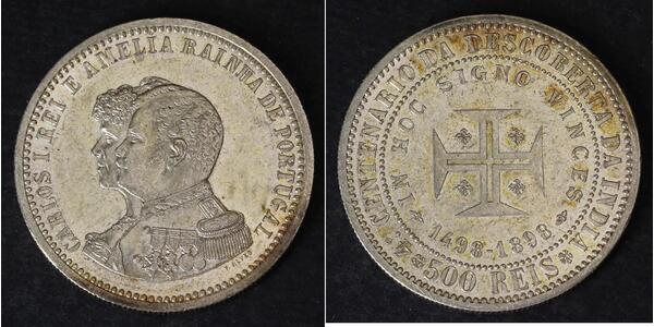 500 Reis Royaume de Portugal (1139-1910) Argent Charles I de Portugal (1863-1908)