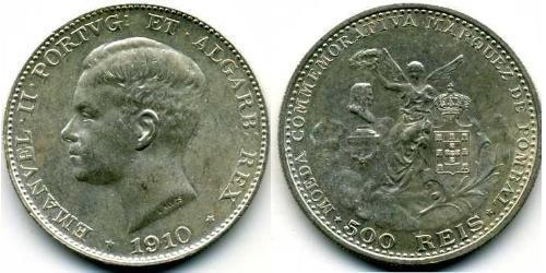 500 Reis Regno del Portogallo (1139-1910) Argento 