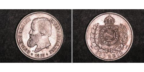 500 Reis Imperio del Brasil (1822-1889) Plata Pedro II de Brasil (1825 - 1891)