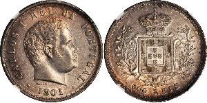 500 Reis Reino de Portugal (1139-1910) Plata Carlos I de Portugal (1863-1908)