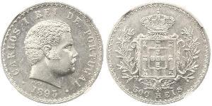 500 Reis Reino de Portugal (1139-1910) Plata Carlos I de Portugal (1863-1908)