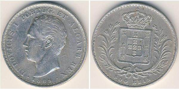 500 Reis Kingdom of Portugal (1139-1910) Silber 