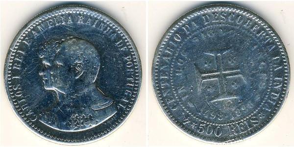 500 Reis Kingdom of Portugal (1139-1910) Silber  Karl I. von Portugal (1863-1908)