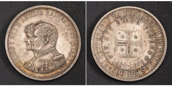 500 Reis Kingdom of Portugal (1139-1910) Silver Carlos I of Portugal (1863-1908)