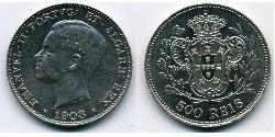 500 Reis 葡萄牙王國 (1139 - 1910) 銀 Manuel II of Portugal (1889-1932)