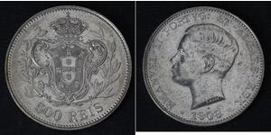 500 Reis 葡萄牙王國 (1139 - 1910) 銀 Manuel II of Portugal (1889-1932)