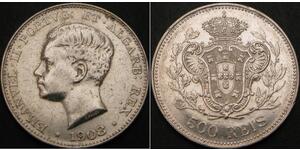 500 Reis 葡萄牙王國 (1139 - 1910) 銀 Manuel II of Portugal (1889-1932)