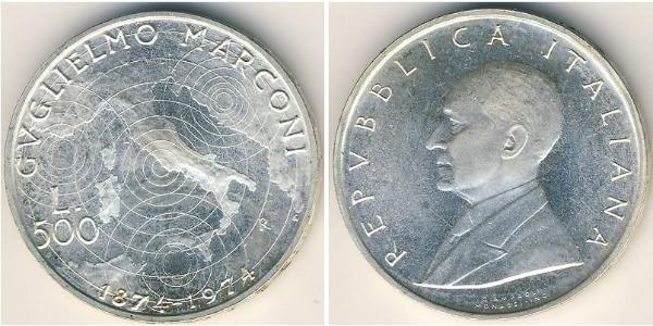 500 Лира Италия Серебро 