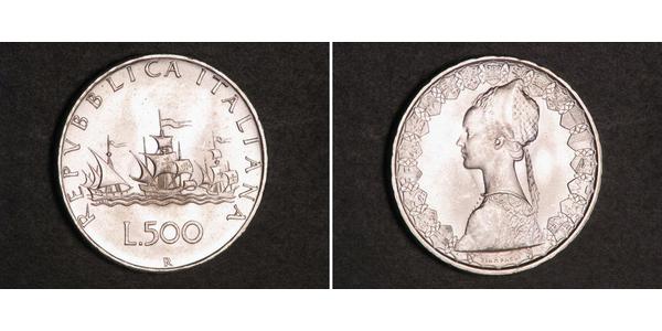 500 Лира Италия Серебро 