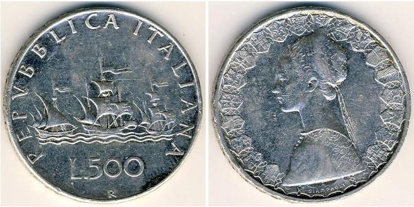 500 Лира Италия Серебро 