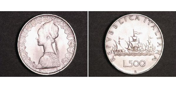 500 Лира Италия Серебро 
