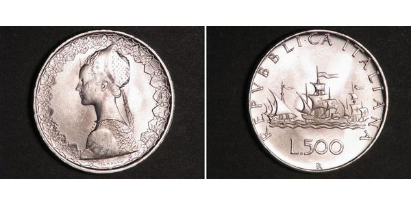 500 Лира Италия Серебро 