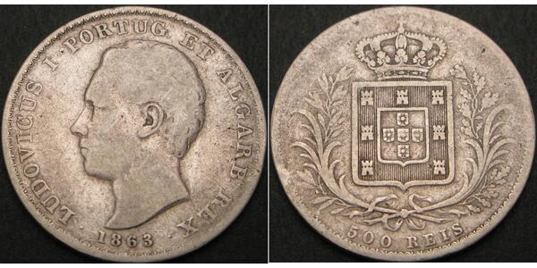 500 Рейс Королевство Португалия (1139-1910) Серебро 