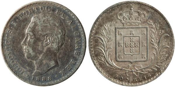 500 Рейс Королевство Португалия (1139-1910) Серебро 