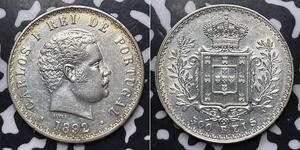 500 Рейс Королівство Португалія (1139-1910) Срібло Карлуш I король Португалії (1863-1908)