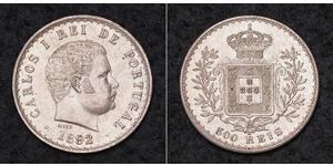 500 Рейс Королівство Португалія (1139-1910) Срібло Карлуш I король Португалії (1863-1908)
