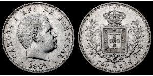 500 Рейс Королівство Португалія (1139-1910) Срібло Карлуш I король Португалії (1863-1908)