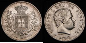 500 Рейс Королівство Португалія (1139-1910) Срібло Карлуш I король Португалії (1863-1908)