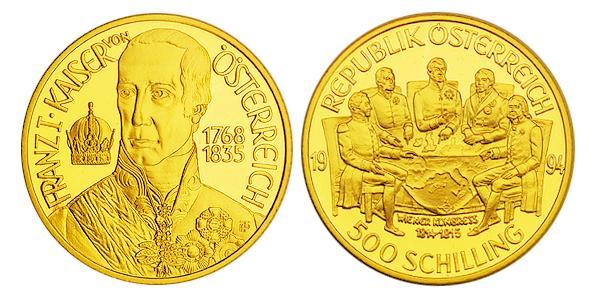 500 Шиллинг Австрийская Республика(1955 - ) Золото 