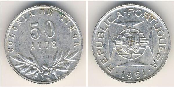 50 Avo Portogallo / Timor Est (1702 - 1975) Argento 