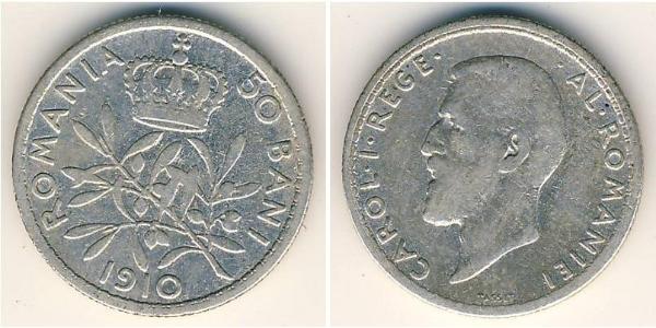 50 Ban Royaume de Roumanie (1881-1947) Argent Charles Ier de Roumanie (1839 - 1914)