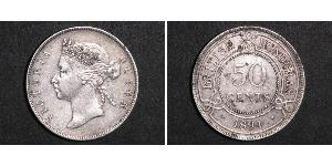 50 Cent British Honduras (1862-1981) Argent Victoria (1819 - 1901)